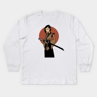 Samurai Girl Kids Long Sleeve T-Shirt